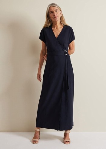 Phase Eight Liv Wrap Dress Navy USA | 6903475-IP